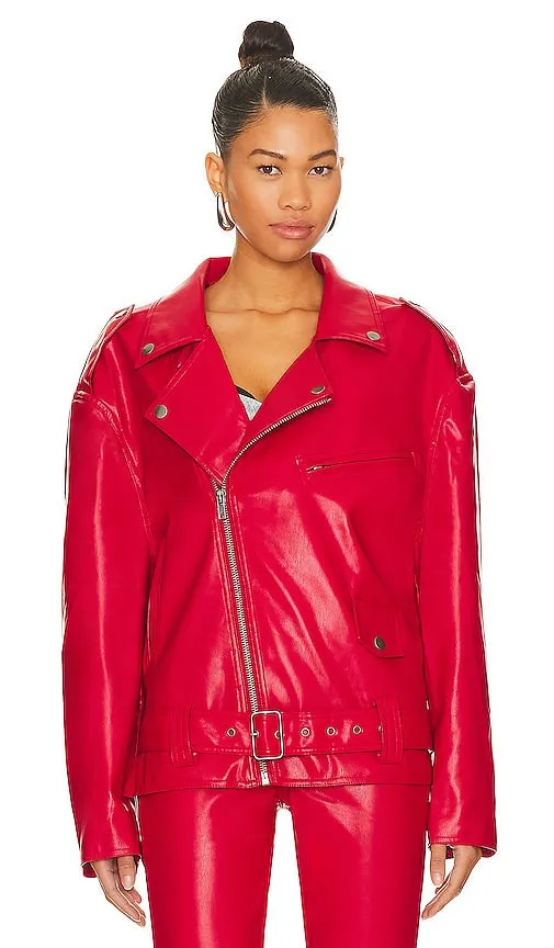 AFRM Faux Leather Blaise Jacket in Red