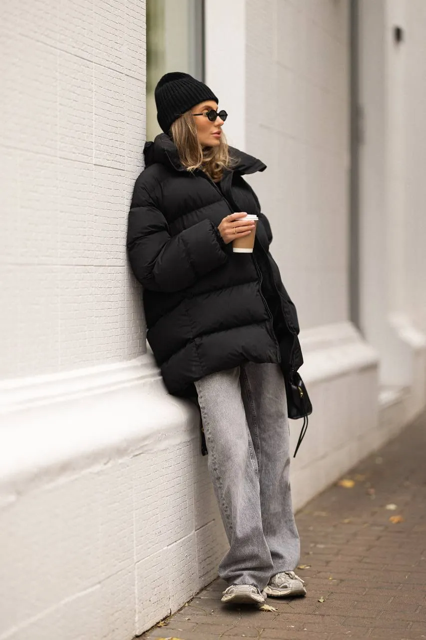 Black oversized down coat “Arden”