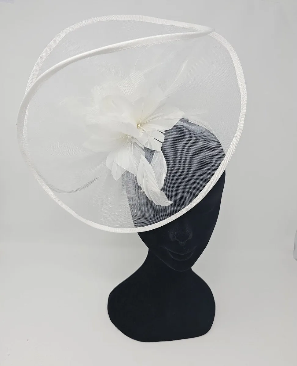 Bright White Net Large Fascinator