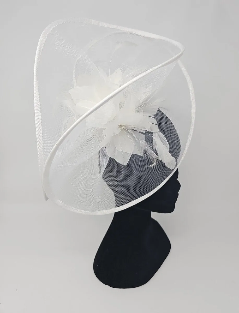 Bright White Net Large Fascinator