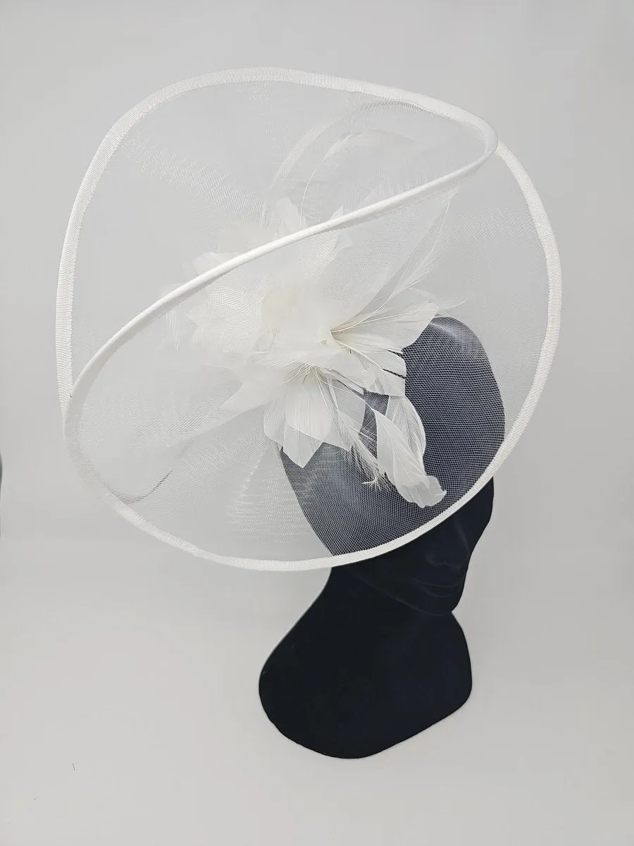 Bright White Net Large Fascinator