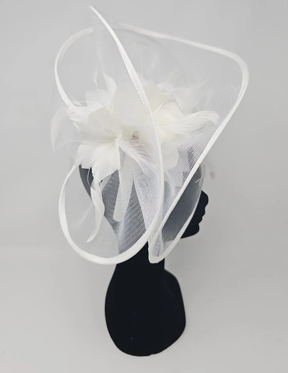 Bright White Net Large Fascinator