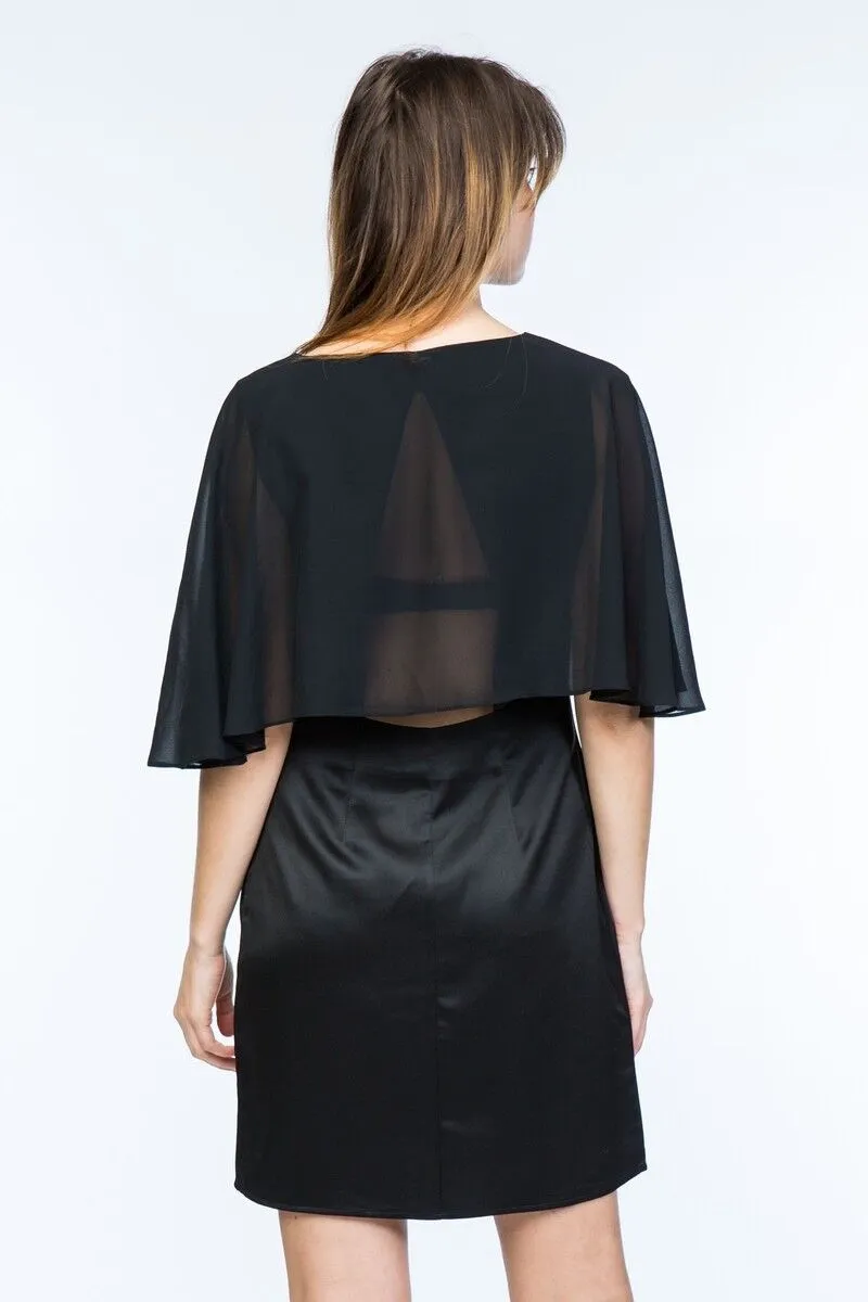 Cape Top Shift Dress