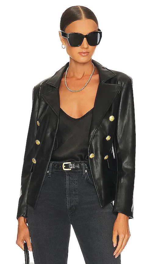 Central Park West Nico Faux Leather Blazer in Black