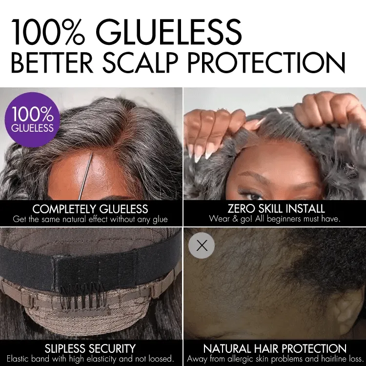 Crazy Wednesday | Elegant Salt & Pepper Grey Wig Loose Body Wave Glueless Minimalist Lace Short Wig Pre-Cut Lace