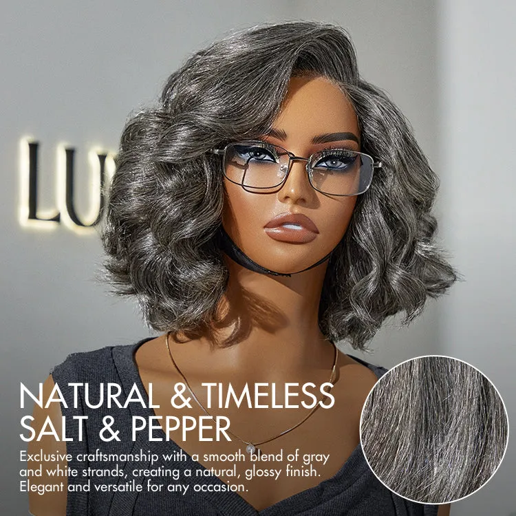 Crazy Wednesday | Elegant Salt & Pepper Grey Wig Loose Body Wave Glueless Minimalist Lace Short Wig Pre-Cut Lace
