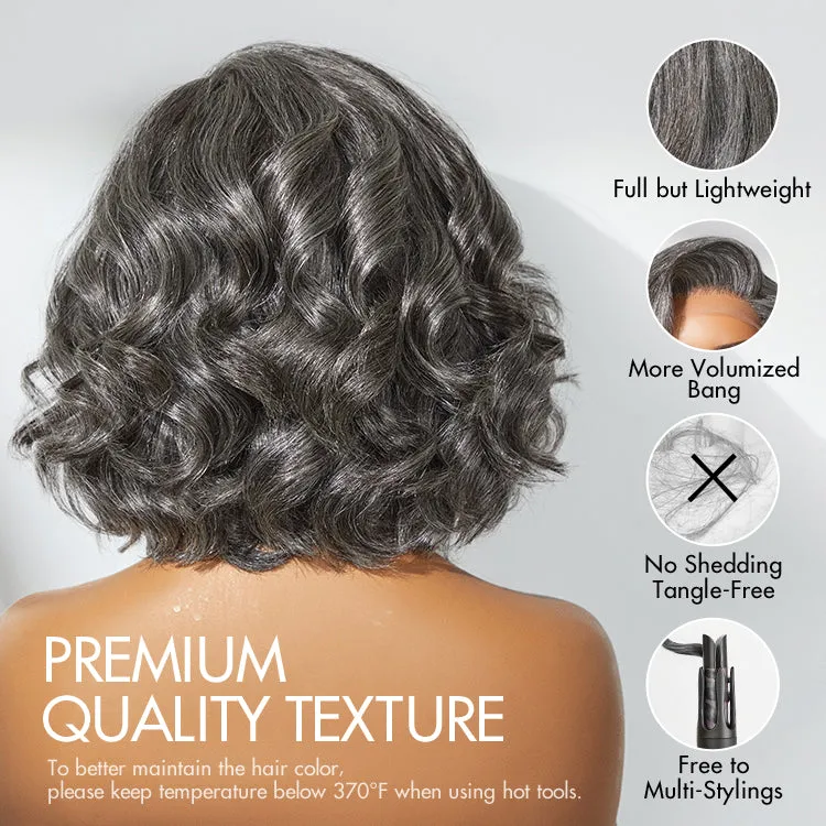 Crazy Wednesday | Elegant Salt & Pepper Grey Wig Loose Body Wave Glueless Minimalist Lace Short Wig Pre-Cut Lace