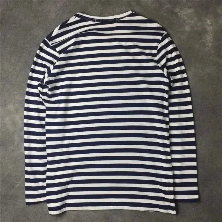 Elegant Japanese-Inspired Unisex Long Sleeve Striped T-Shirt