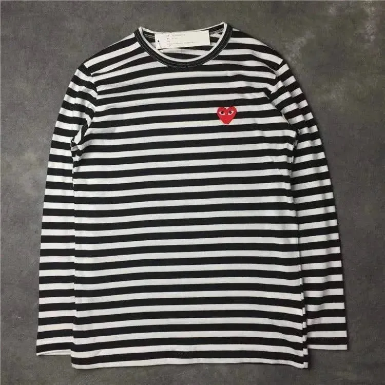 Elegant Japanese-Inspired Unisex Long Sleeve Striped T-Shirt