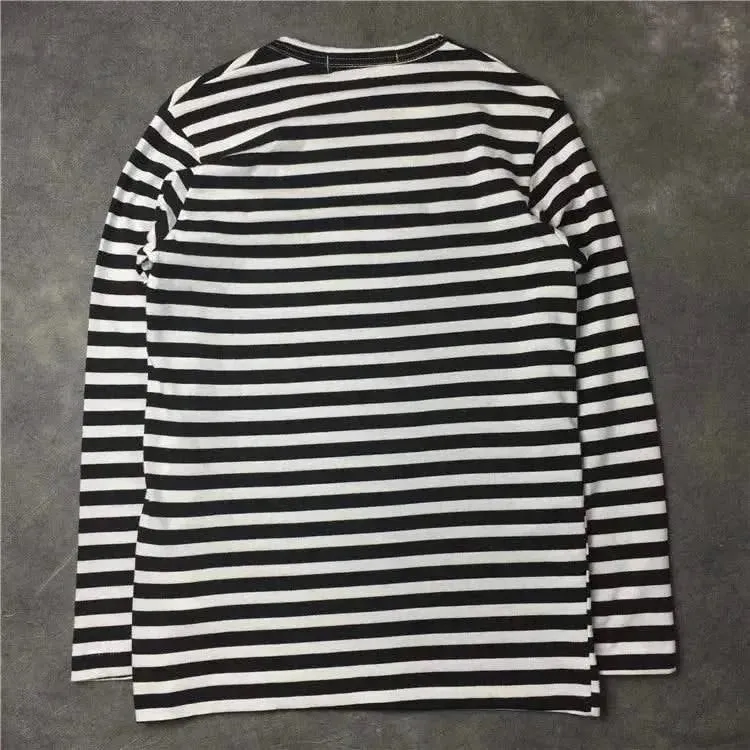 Elegant Japanese-Inspired Unisex Long Sleeve Striped T-Shirt