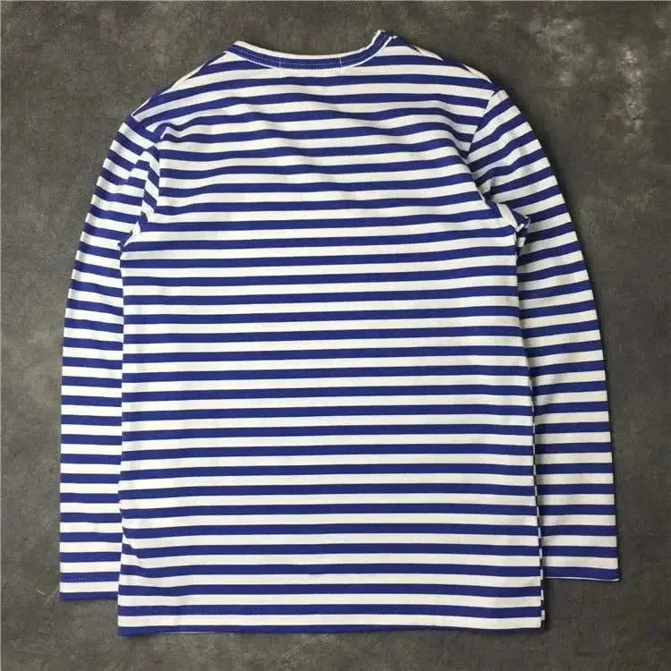 Elegant Japanese-Inspired Unisex Long Sleeve Striped T-Shirt