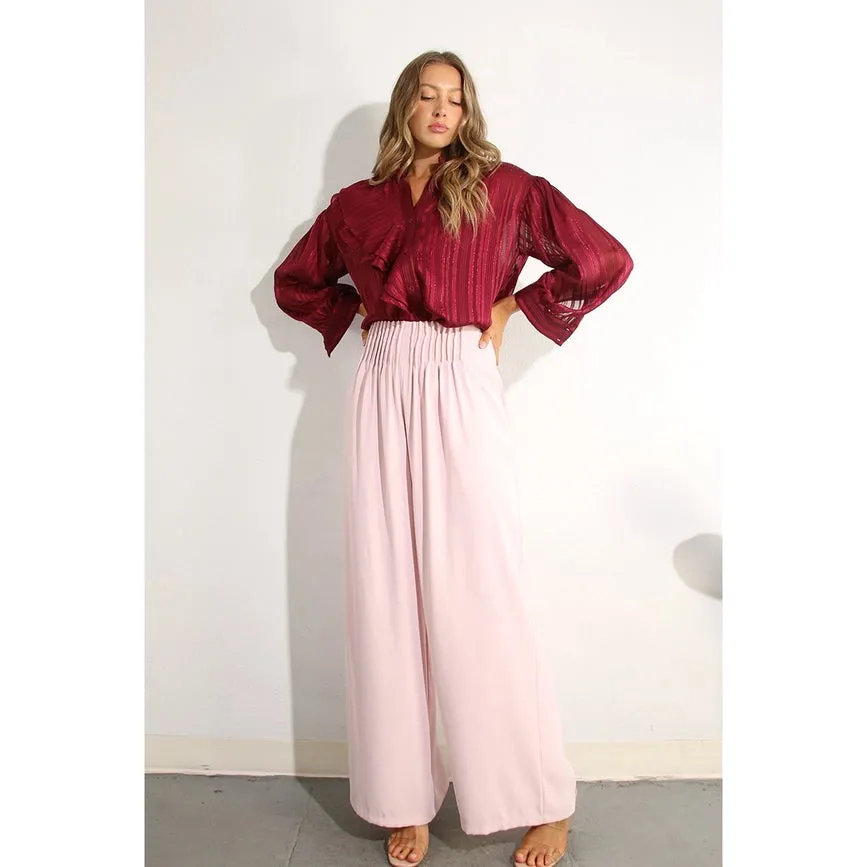 Front Pleated Pants BABY PINK