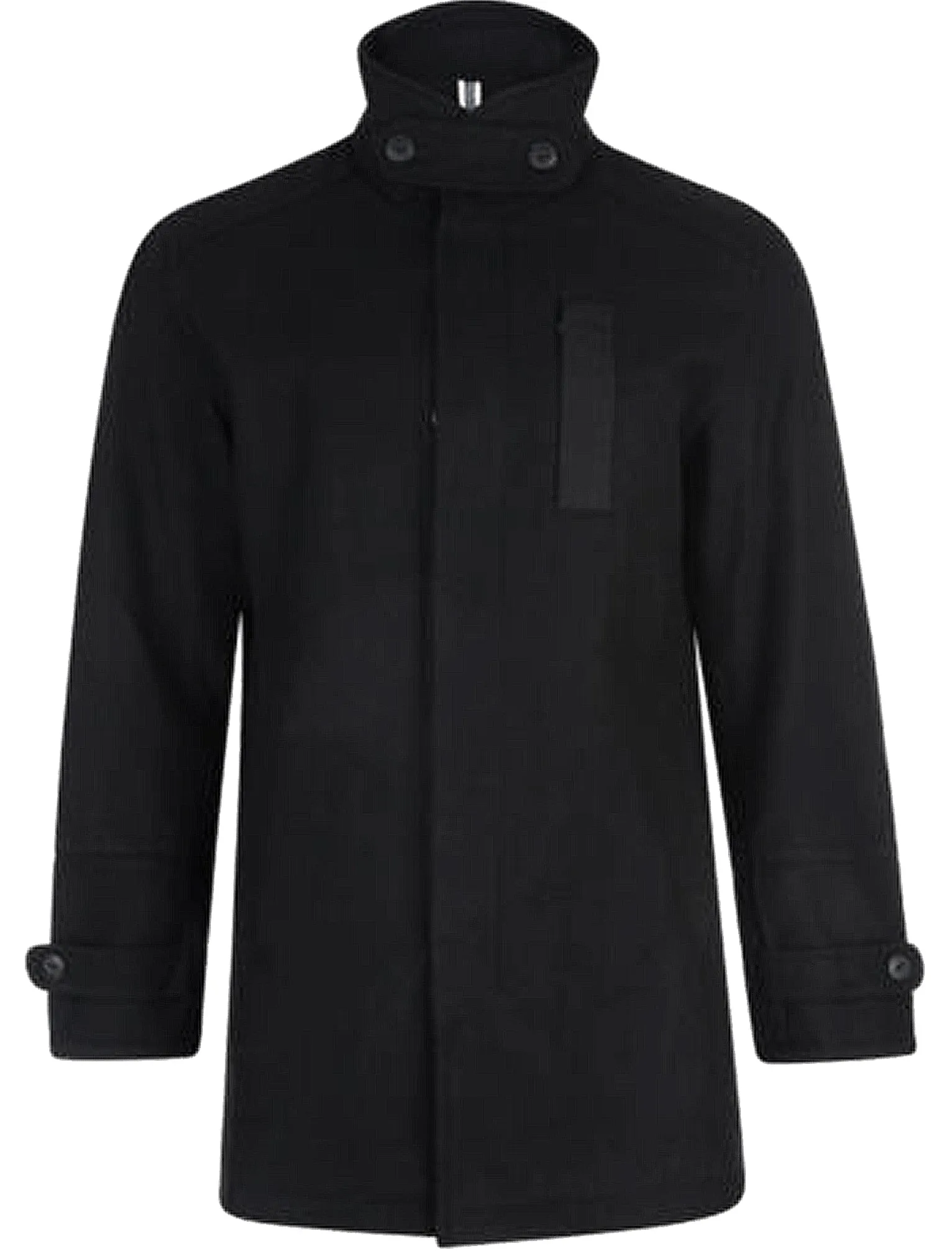 Funnel Neck WOOL BLEND Coat in Black - Dissident