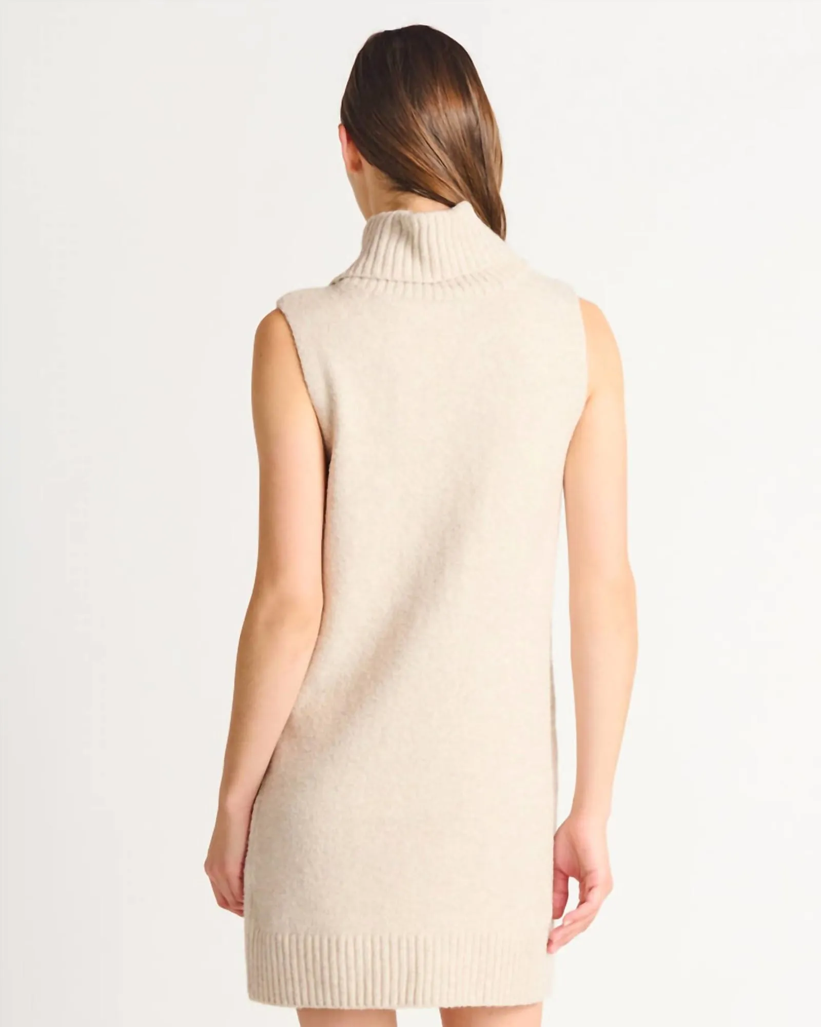 Giselle Sleeveless Turtleneck Dress In Light Taupe | Light Taupe