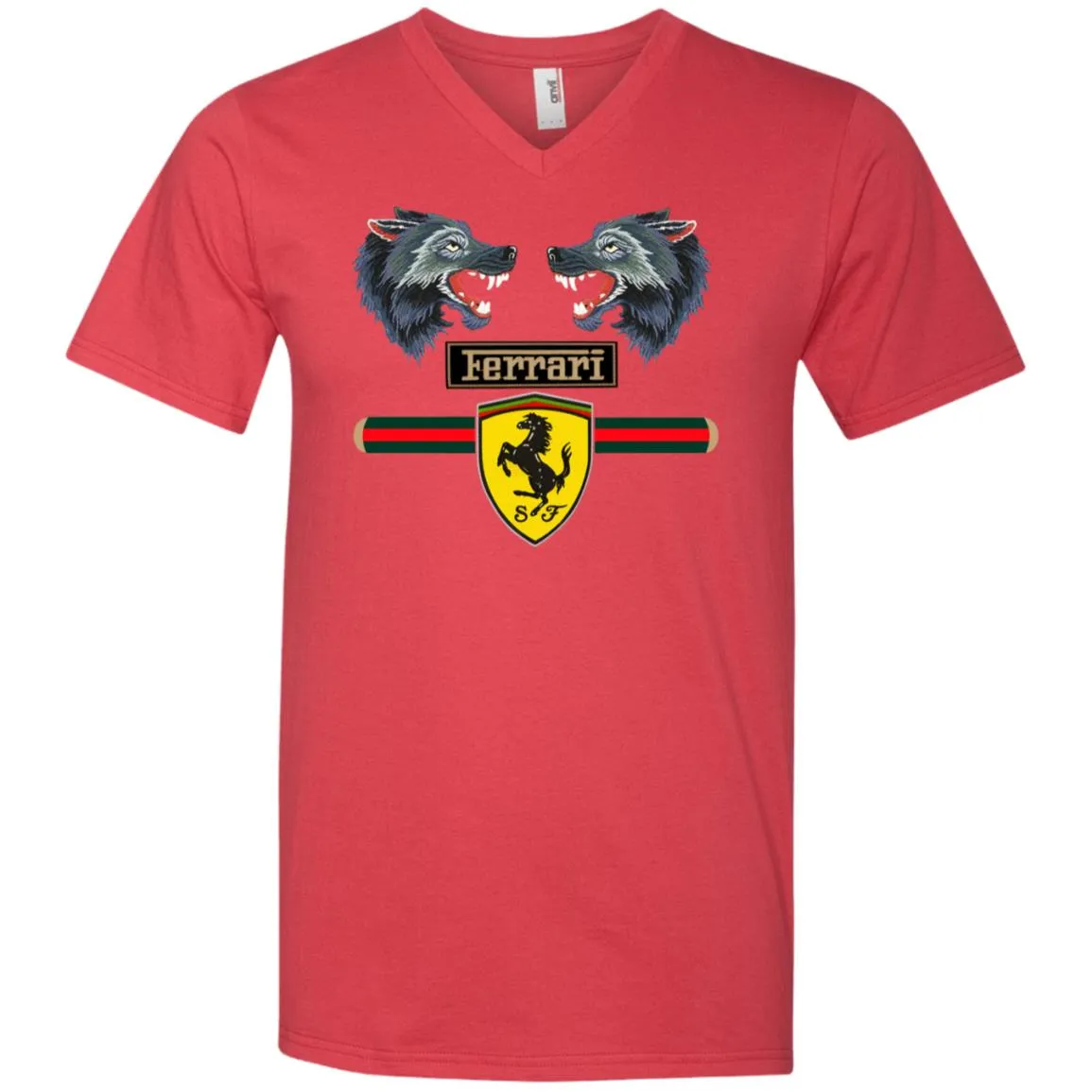 Gucci Ferrari Shirt Men V-Neck T-Shirt