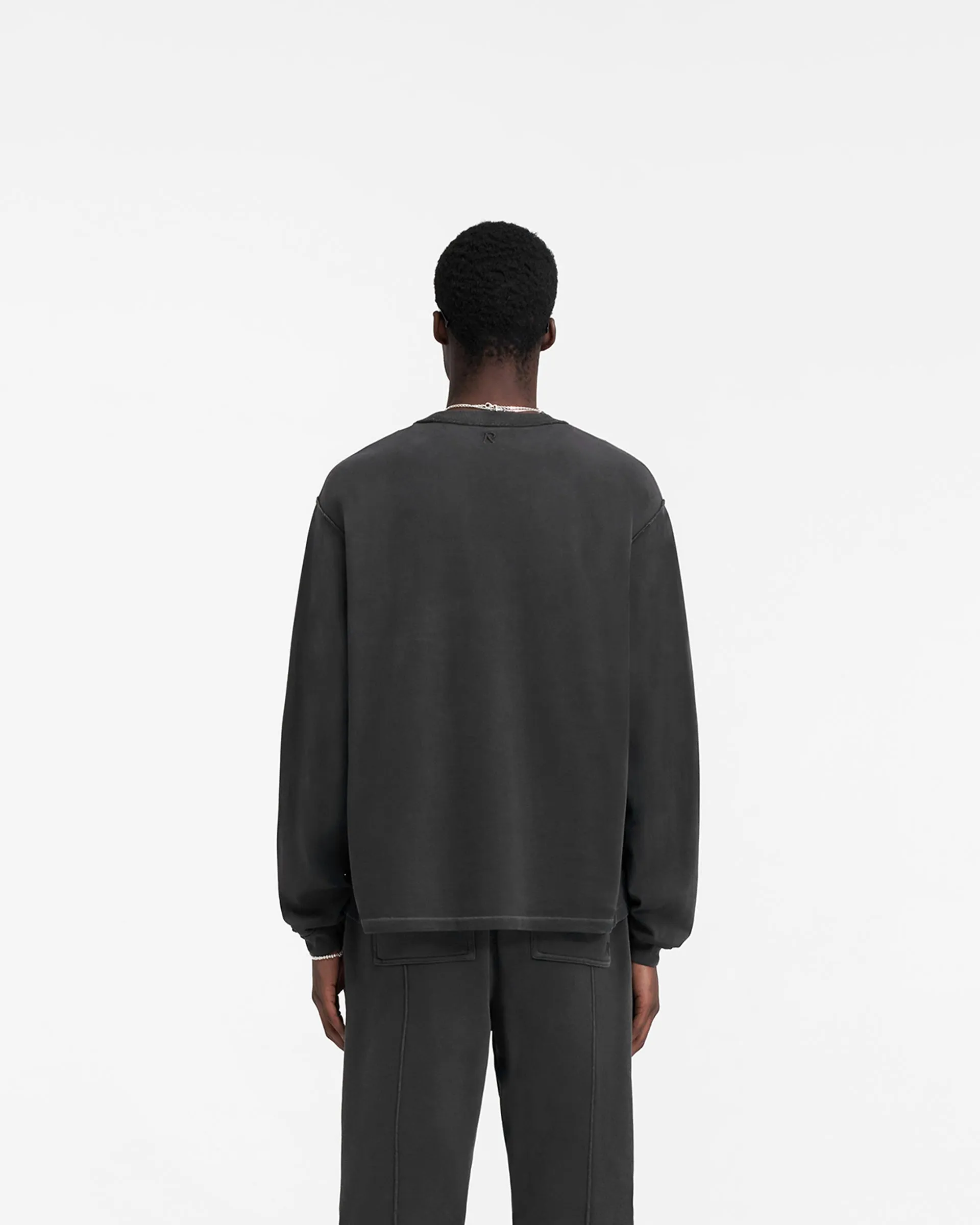 Heavyweight Initial Long Sleeve T-Shirt - Stained Black