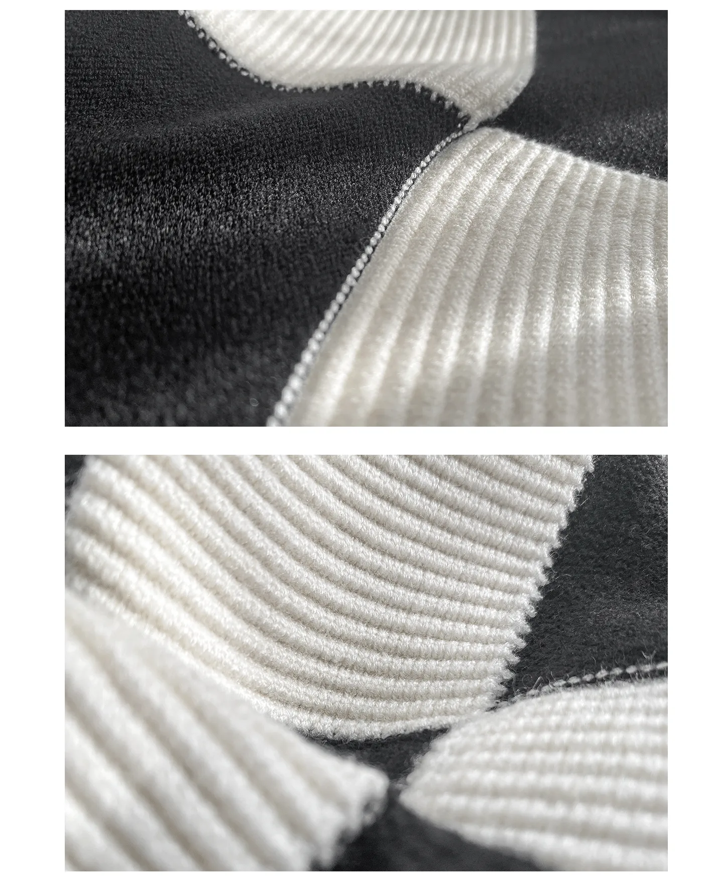 Huanzi classic black and white checkerboard high waist slim knitted fishtail skirt for women- Tiloa