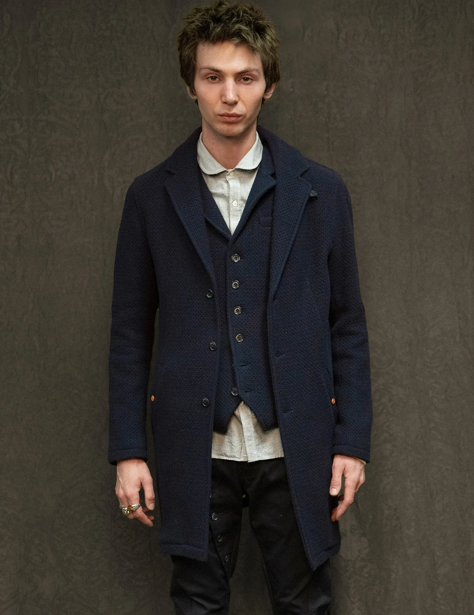 IMMORTAL Silverstone style Frock Coat Navy Waffle