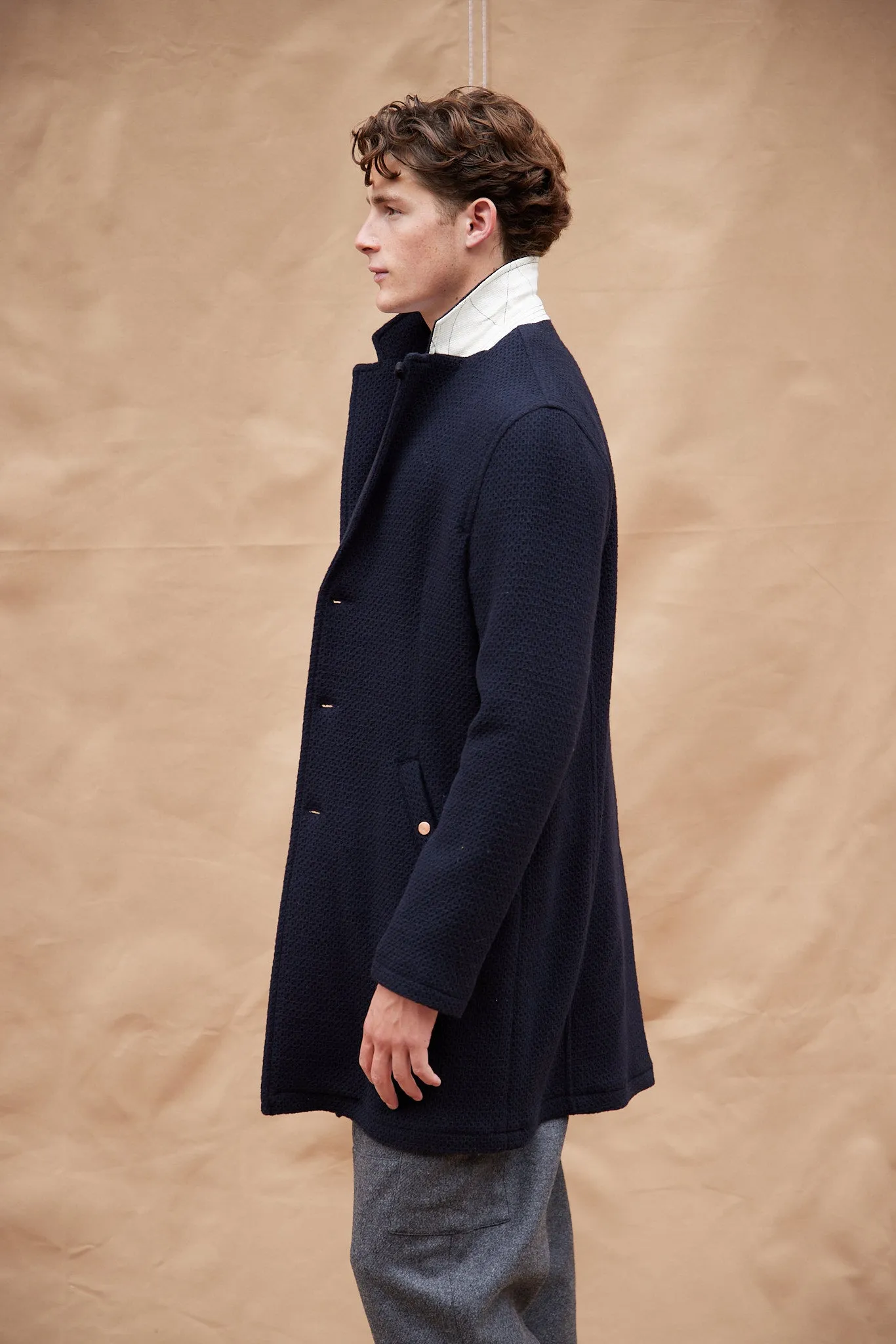 IMMORTAL Silverstone style Frock Coat Navy Waffle