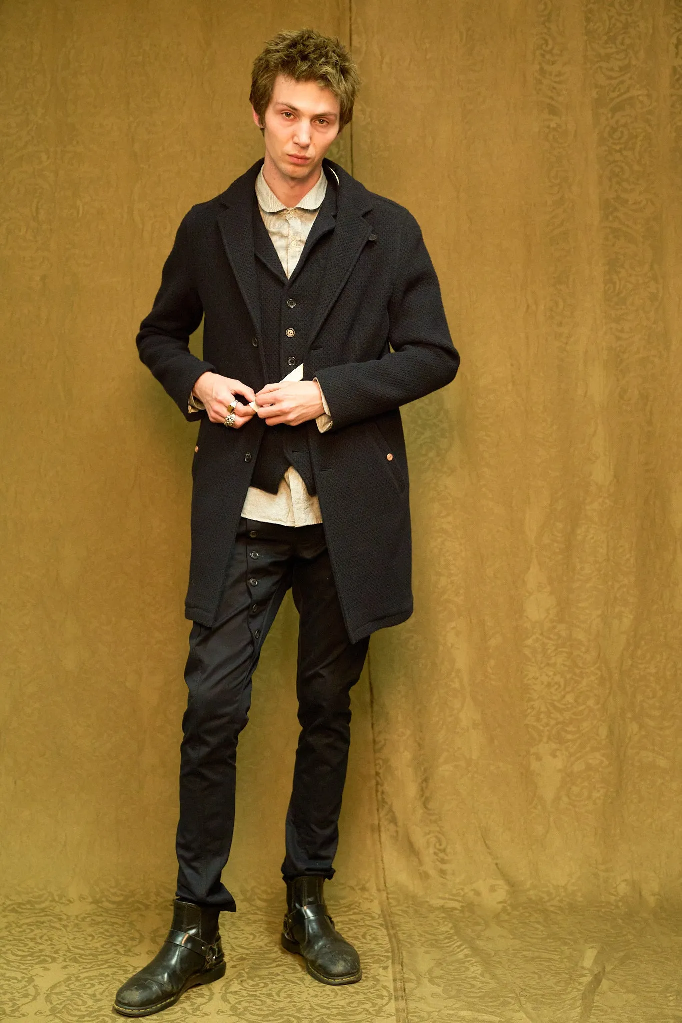 IMMORTAL Silverstone style Frock Coat Navy Waffle