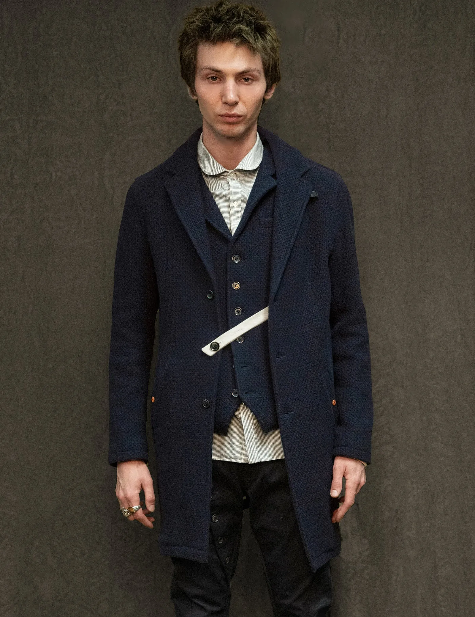 IMMORTAL Silverstone style Frock Coat Navy Waffle