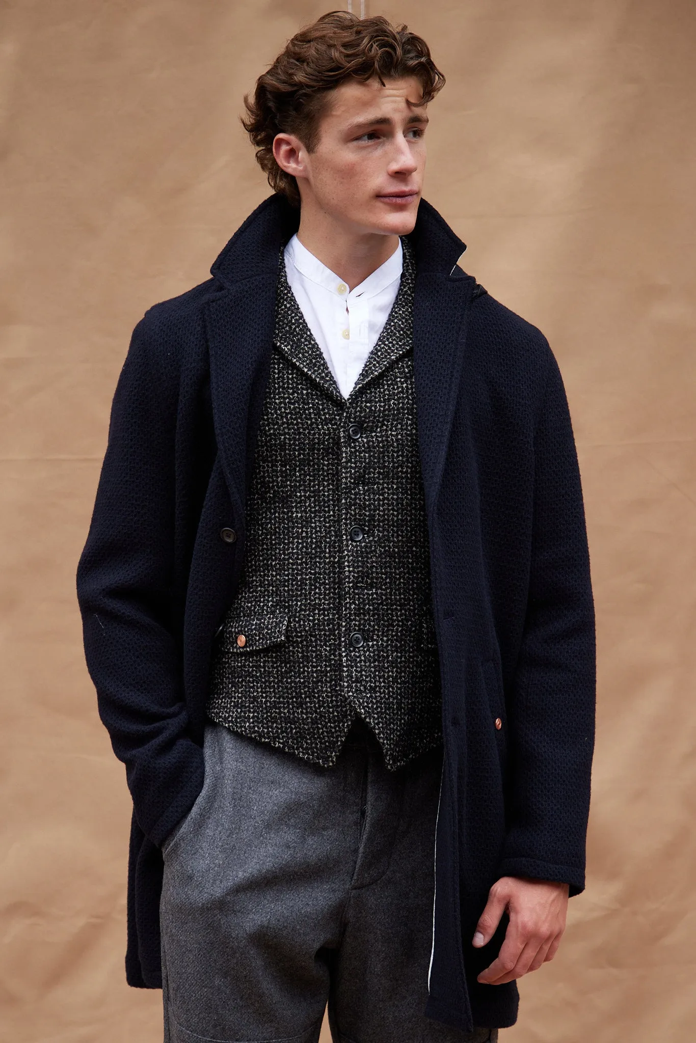 IMMORTAL Silverstone style Frock Coat Navy Waffle