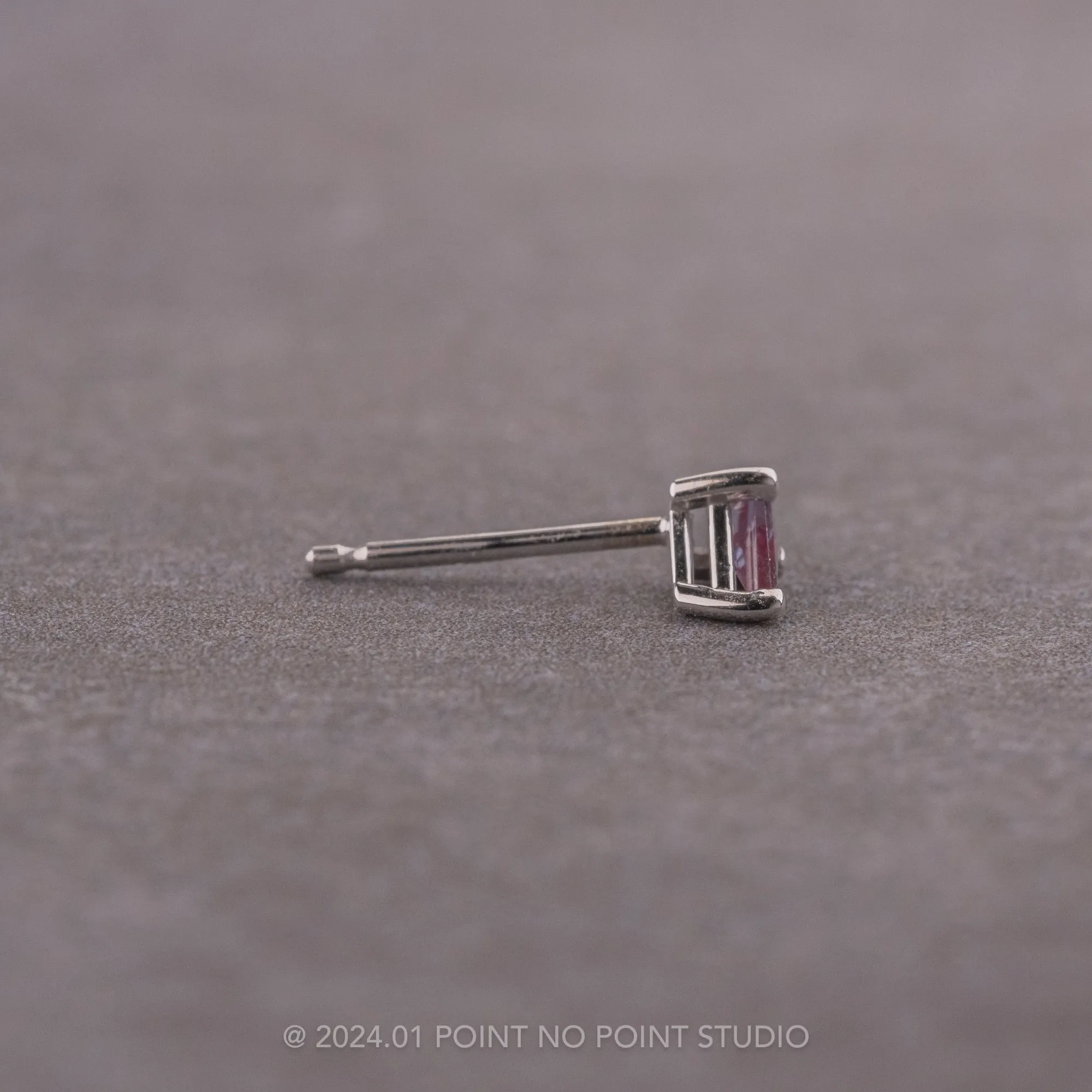 Lab-Grown Kite Alexandrite Studs, 14k White Gold Earrings