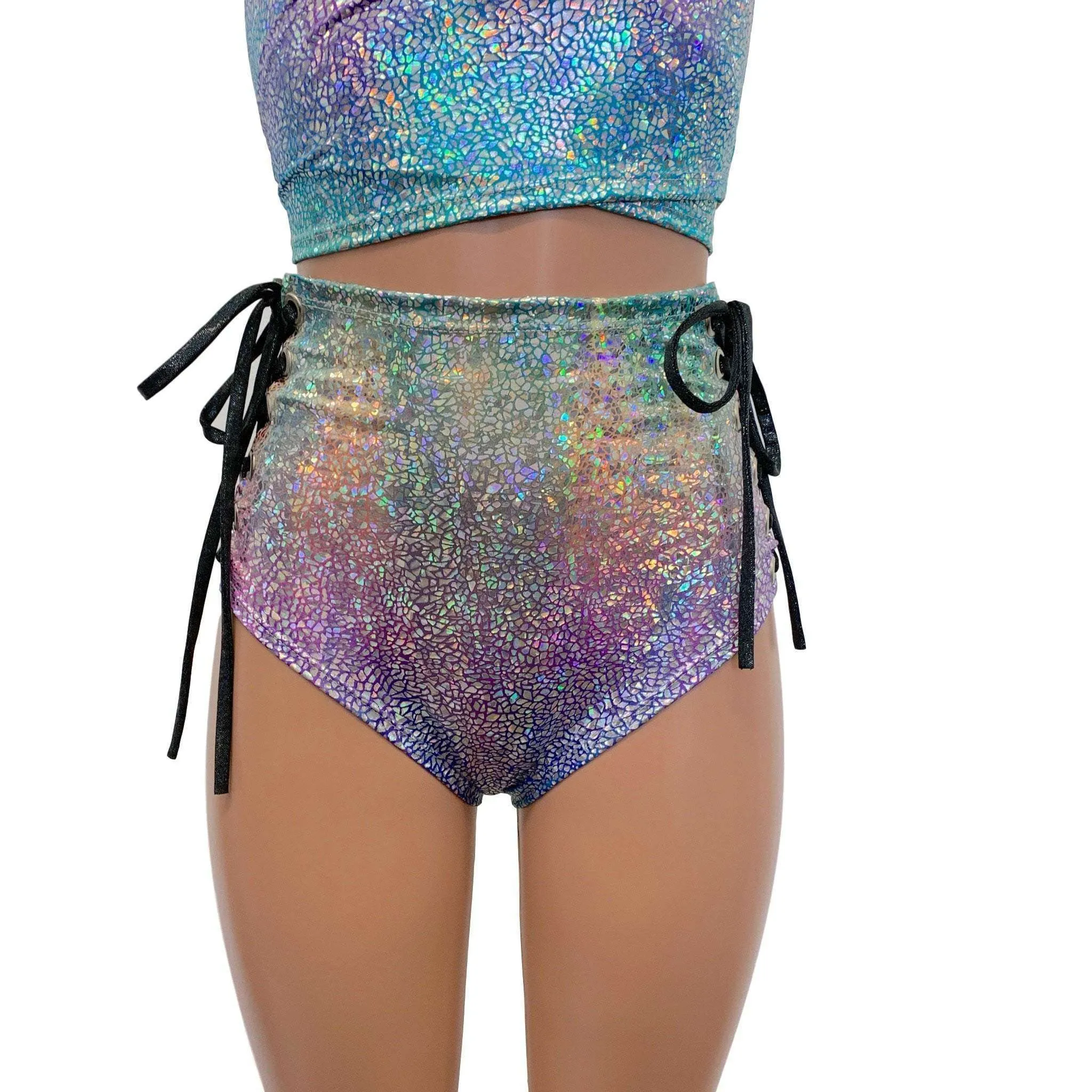 Lace-Up High Waist Scrunch Bikini - Rainbow Avatar