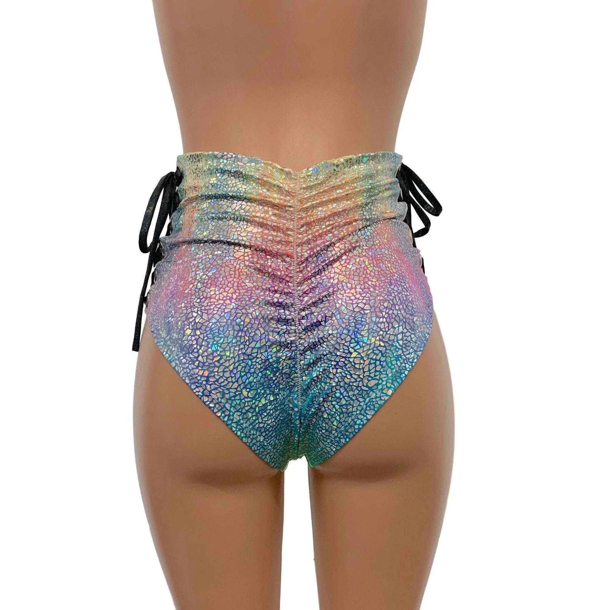 Lace-Up High Waist Scrunch Bikini - Rainbow Avatar