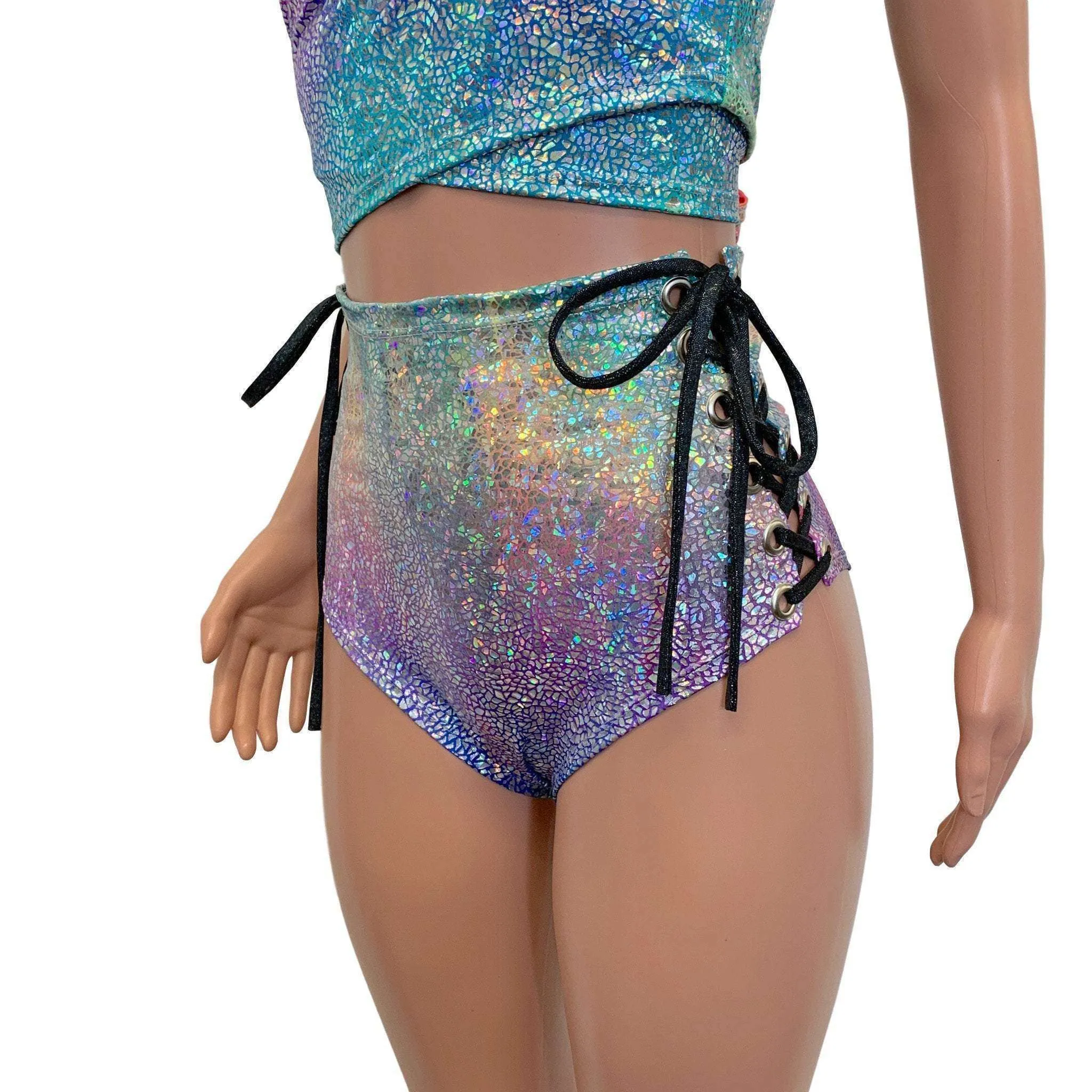 Lace-Up High Waist Scrunch Bikini - Rainbow Avatar