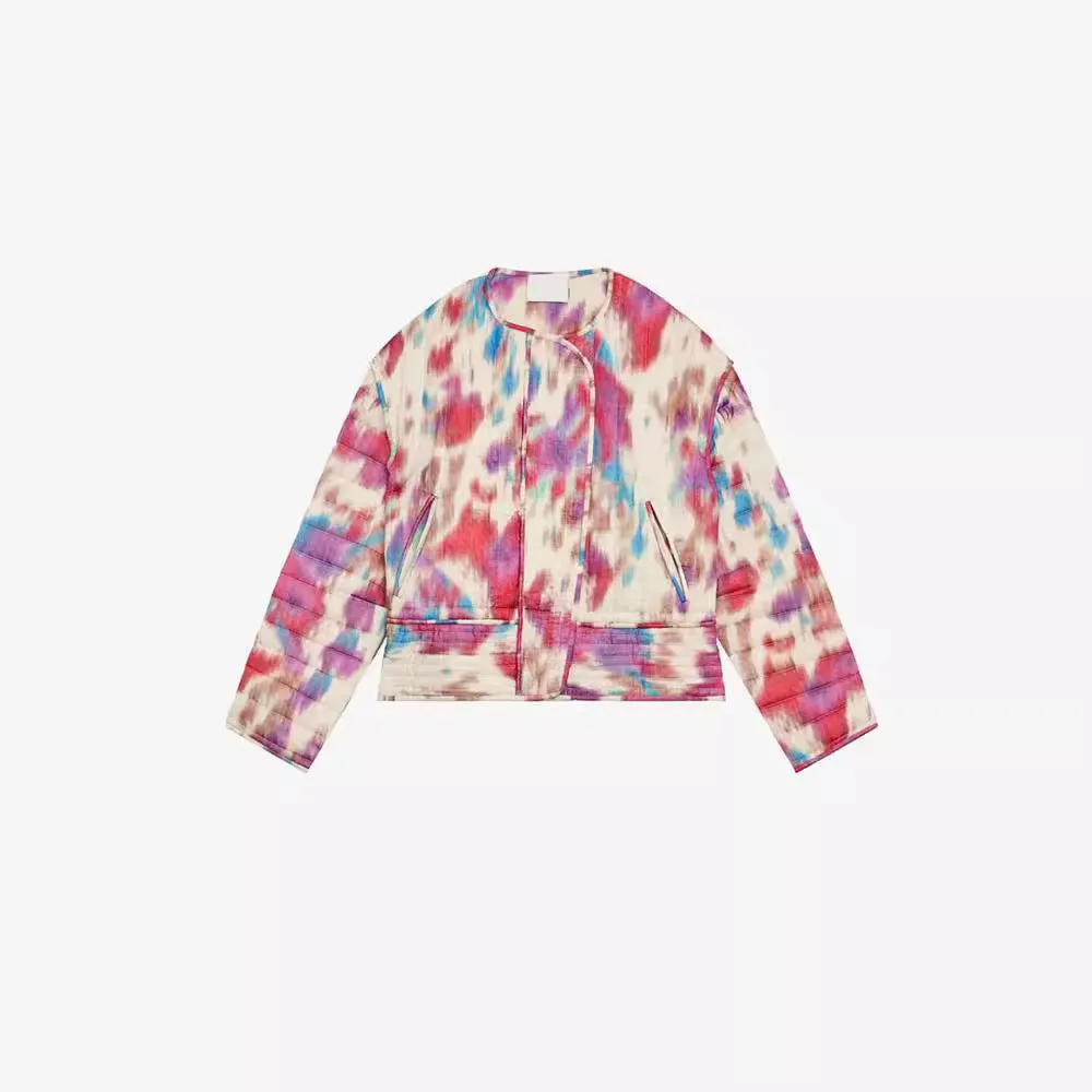 Long-sleeved tie-dye short cotton clothes 2024 European and American cross-border autumn and winter fashion women's casual warm jacket WQK0377