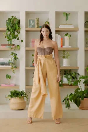 Martha High Waisted Paper Bag Trousers | Camel