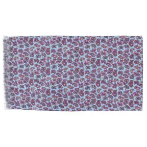 Michelsons of London Pine Silk Scarf - Light Blue/Red