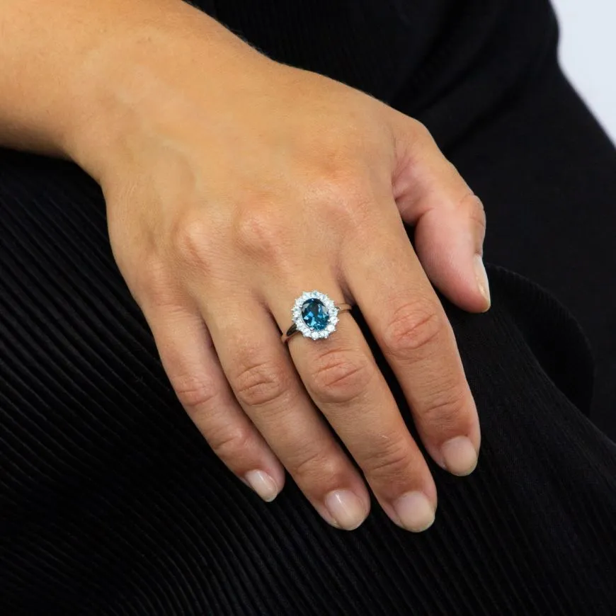 MILENA Blue Topaz Ring In White Gold