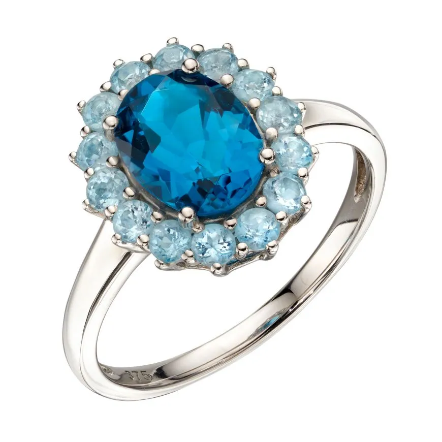 MILENA Blue Topaz Ring In White Gold