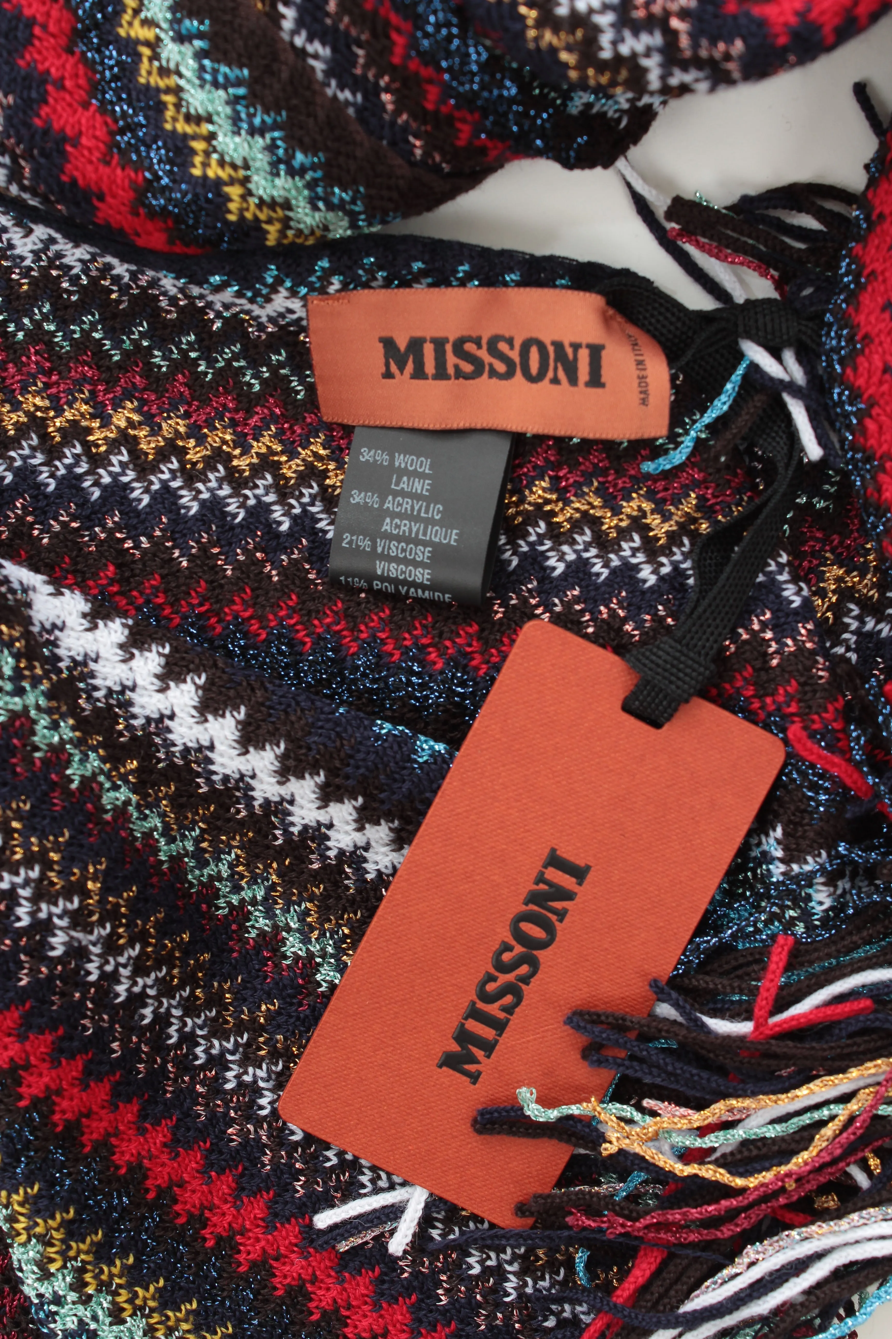 Missoni Zig-Zag Metallic Knitted Scarf