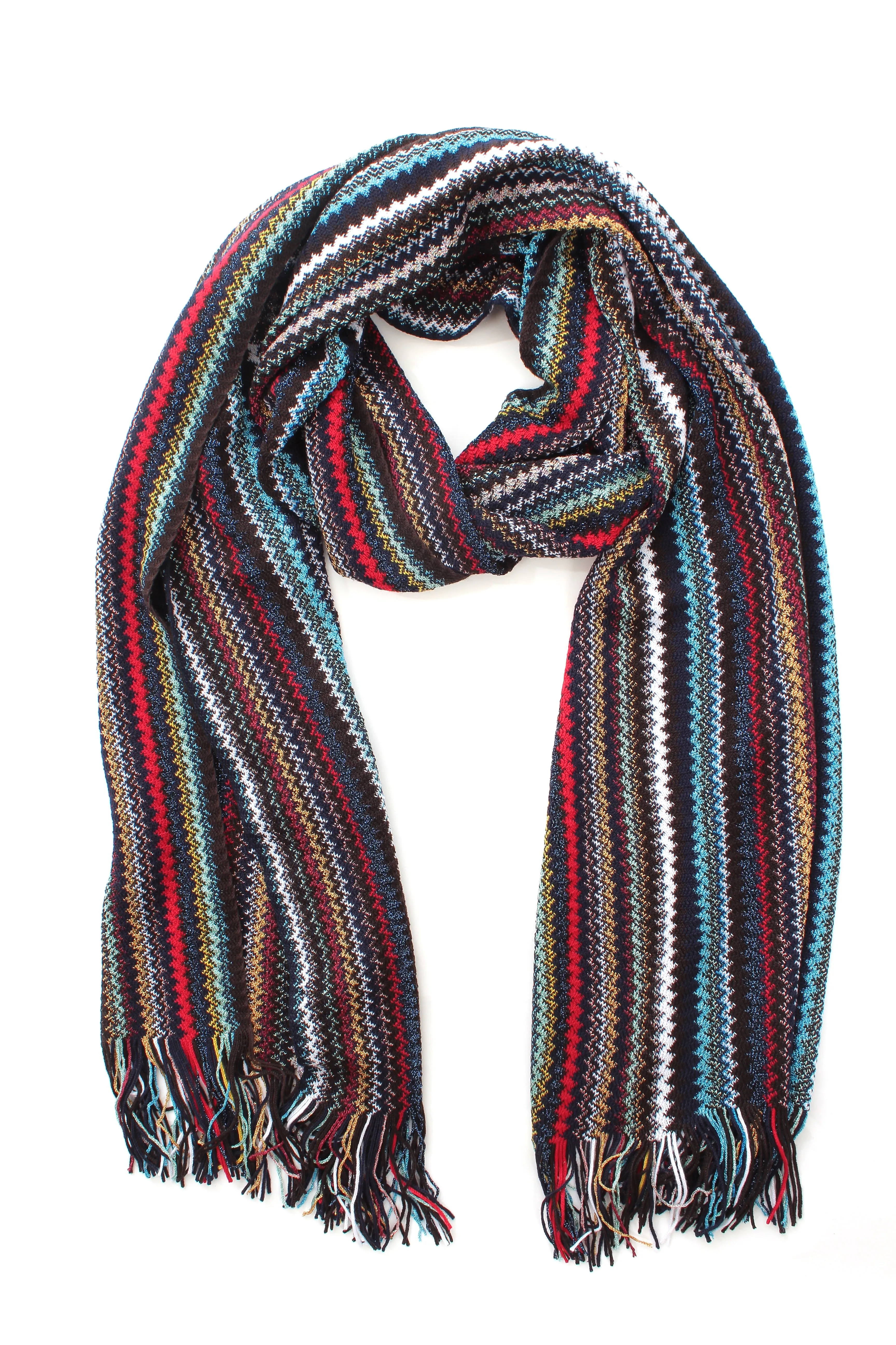 Missoni Zig-Zag Metallic Knitted Scarf