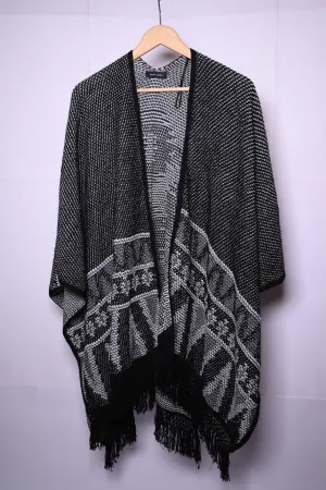 New Look Winter Capes - Black, White, and Grey Acrylic with Black Crotchet Border