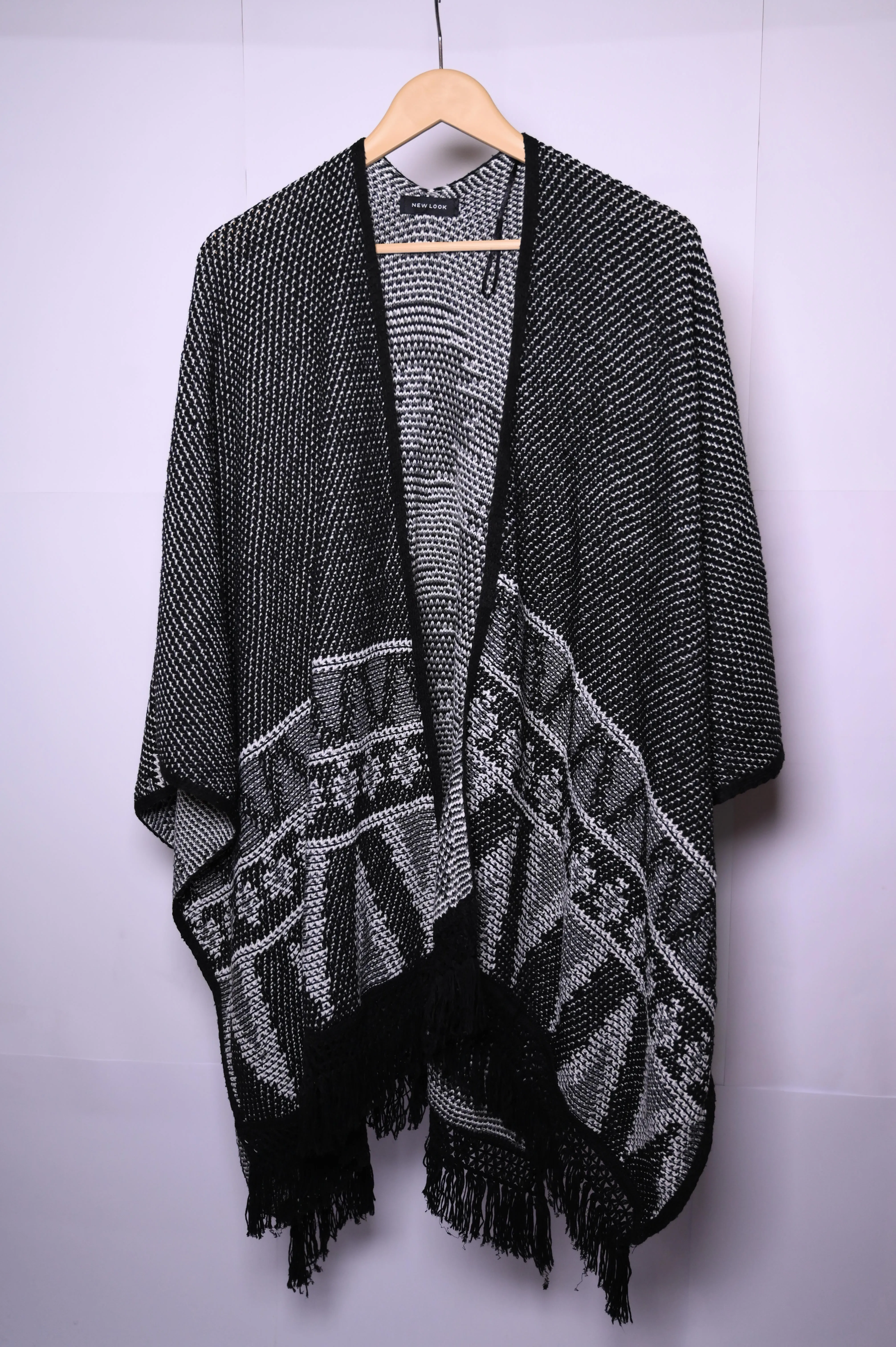 New Look Winter Capes - Black, White, and Grey Acrylic with Black Crotchet Border