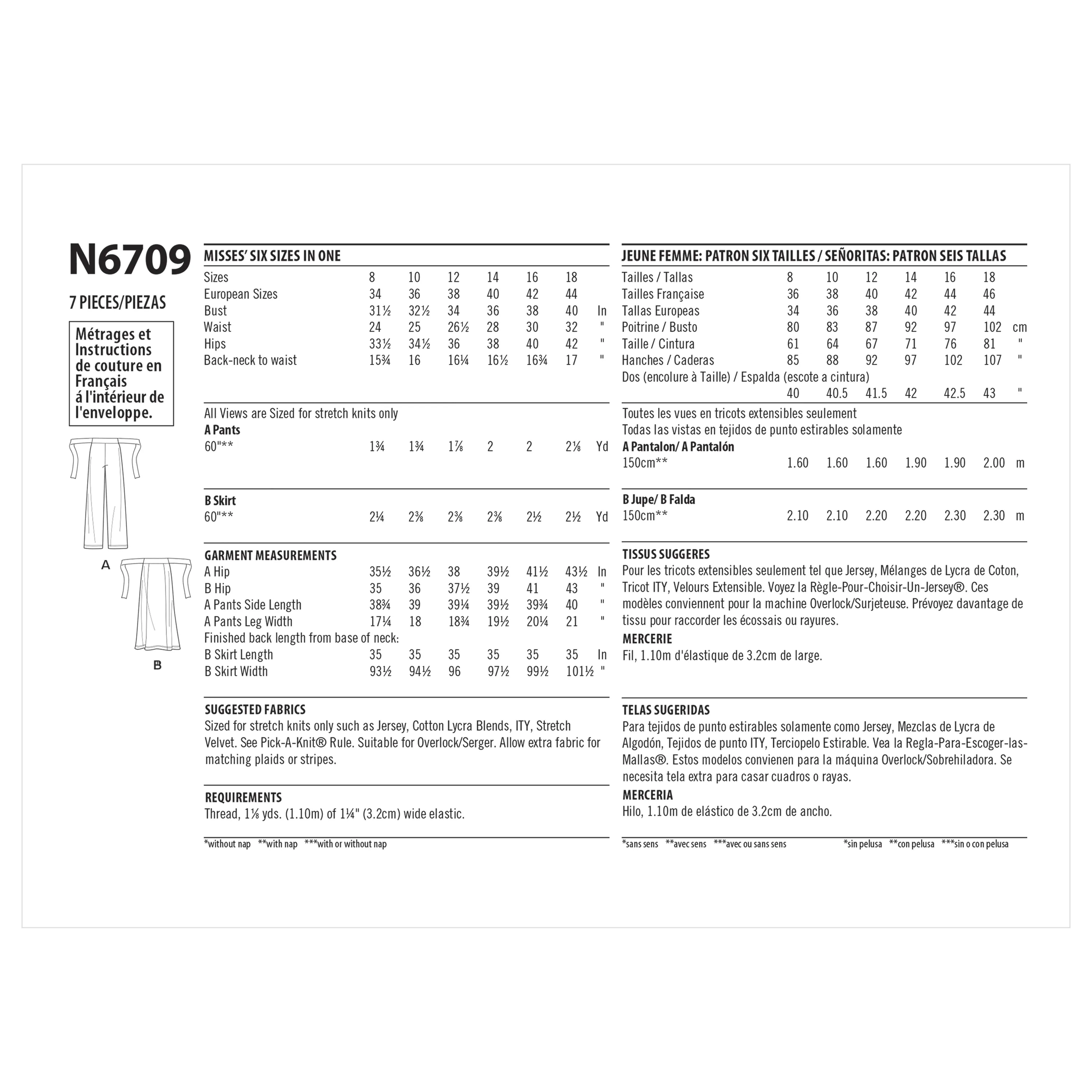 Newlook Pattern N6709 Misses Pants And Skirt