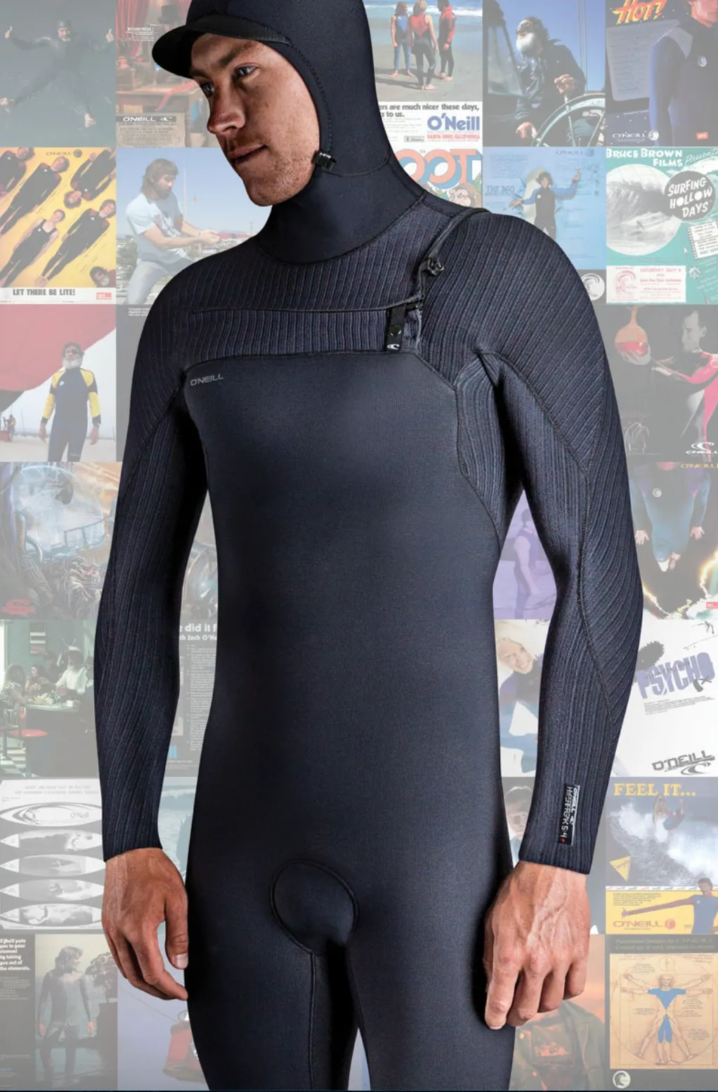 O'NEILL  HYPERFREAK 4/3  CHEST ZIP HOODED