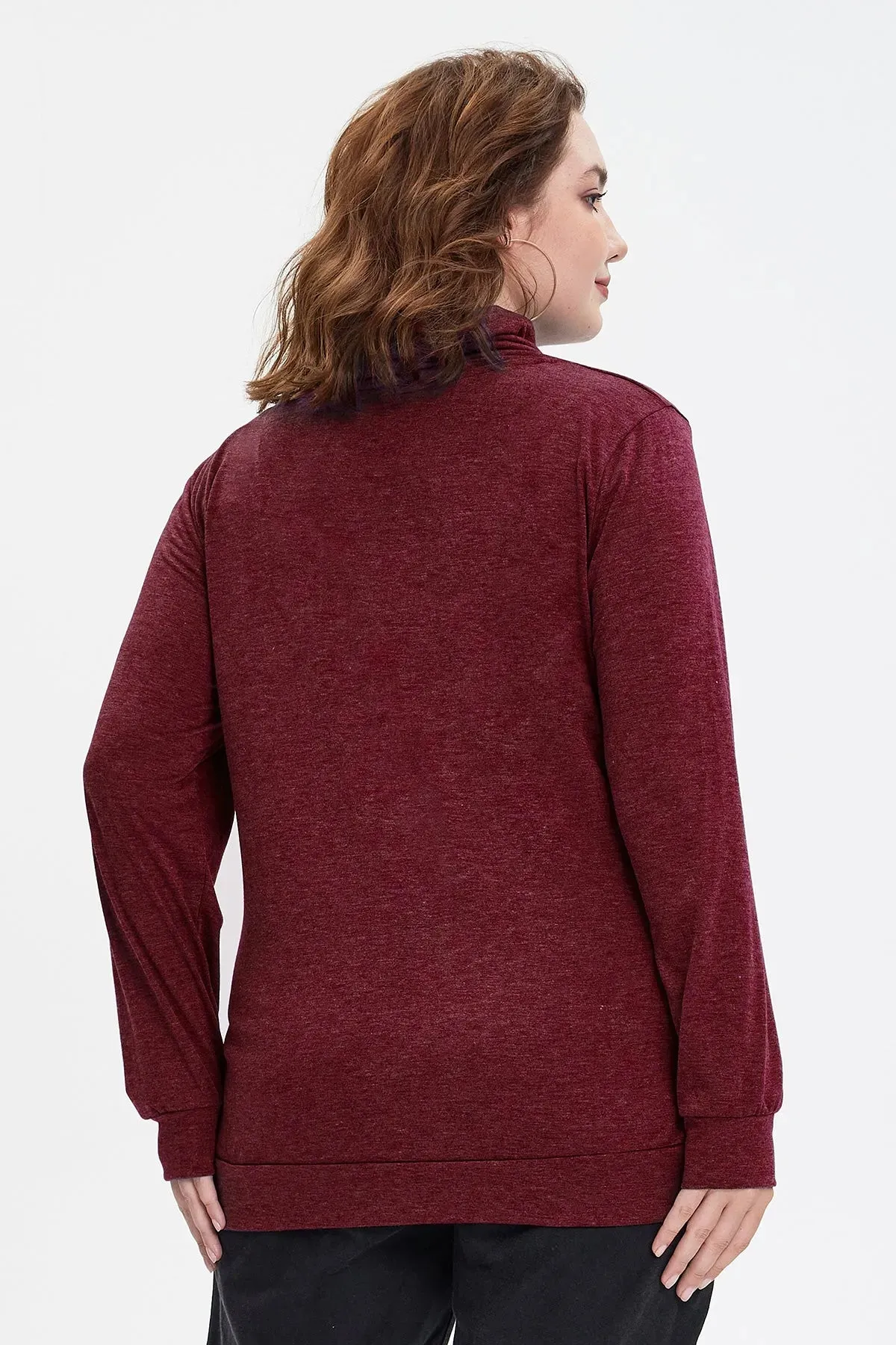 Plain Cowl Neck Decor Buttons Shirt