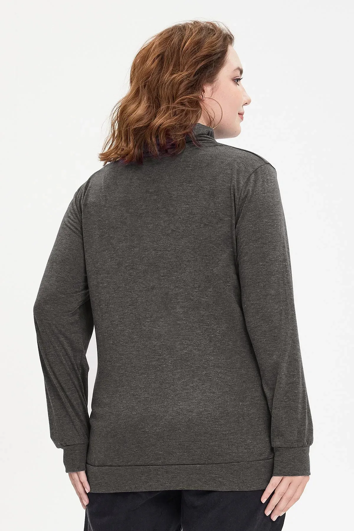 Plain Cowl Neck Decor Buttons Shirt