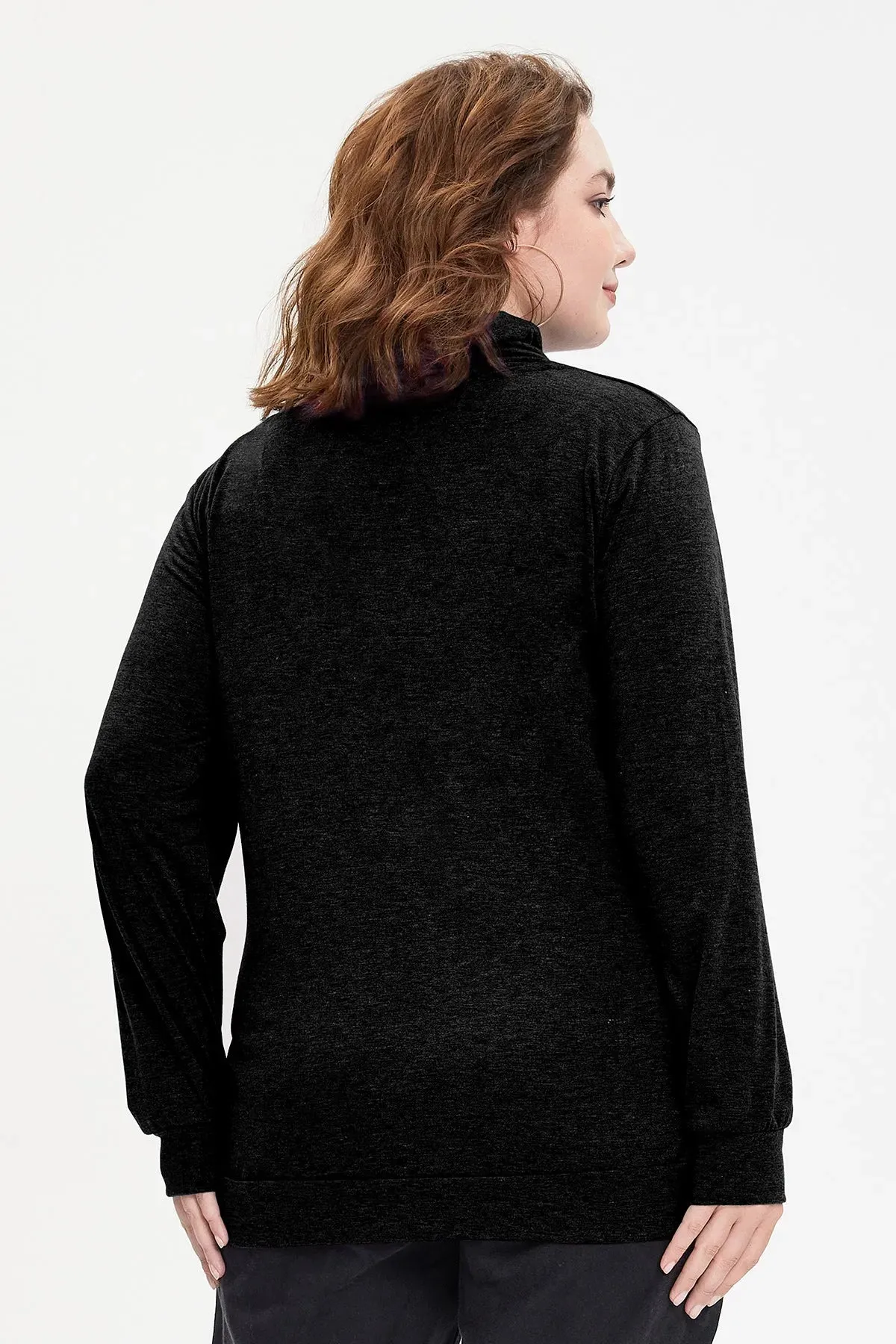 Plain Cowl Neck Decor Buttons Shirt