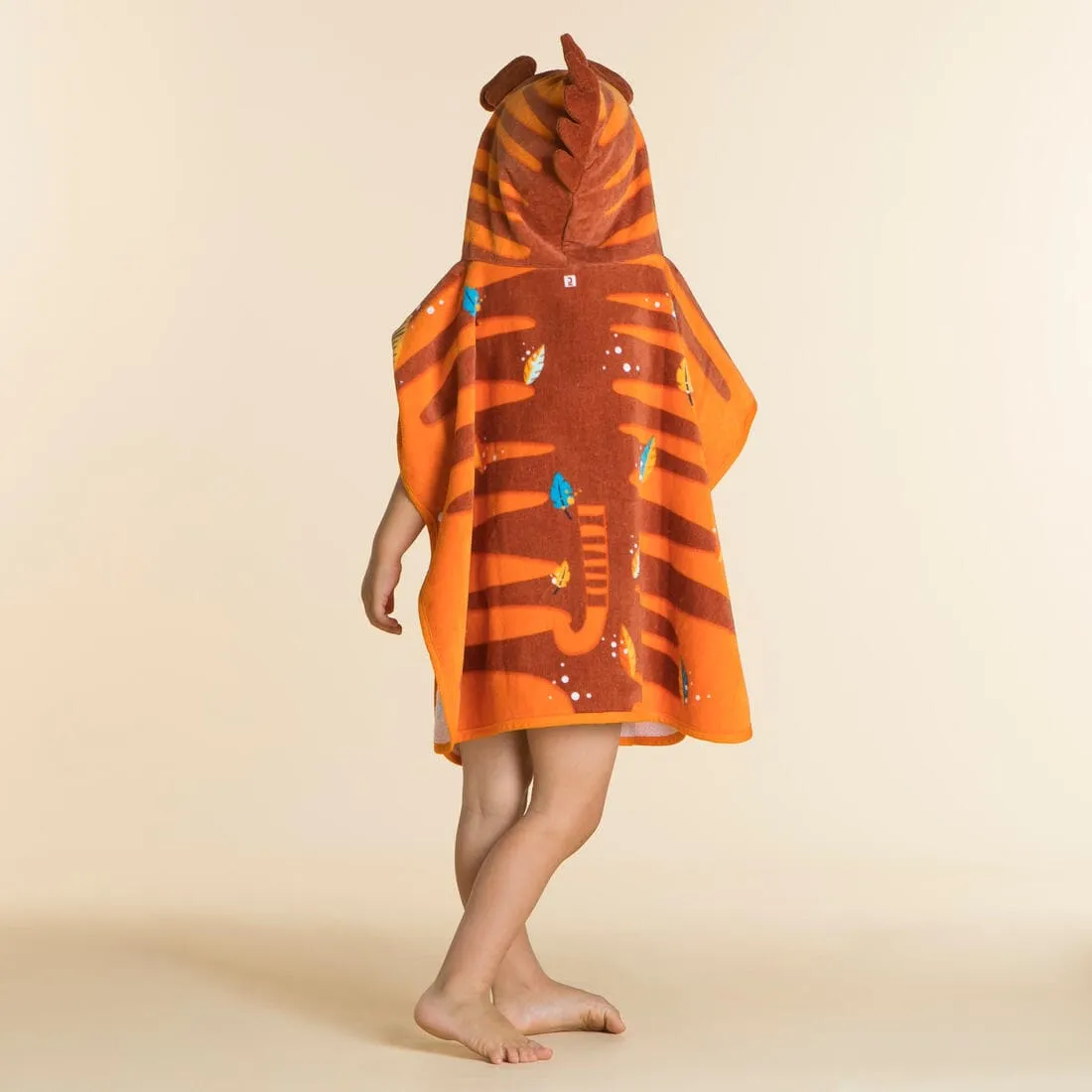 Poncho de Bain Coton Bébé - Tigre Orange-Marron