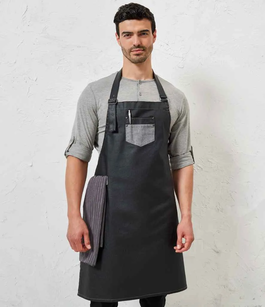 Premier Division Bib Apron | Black Denim
