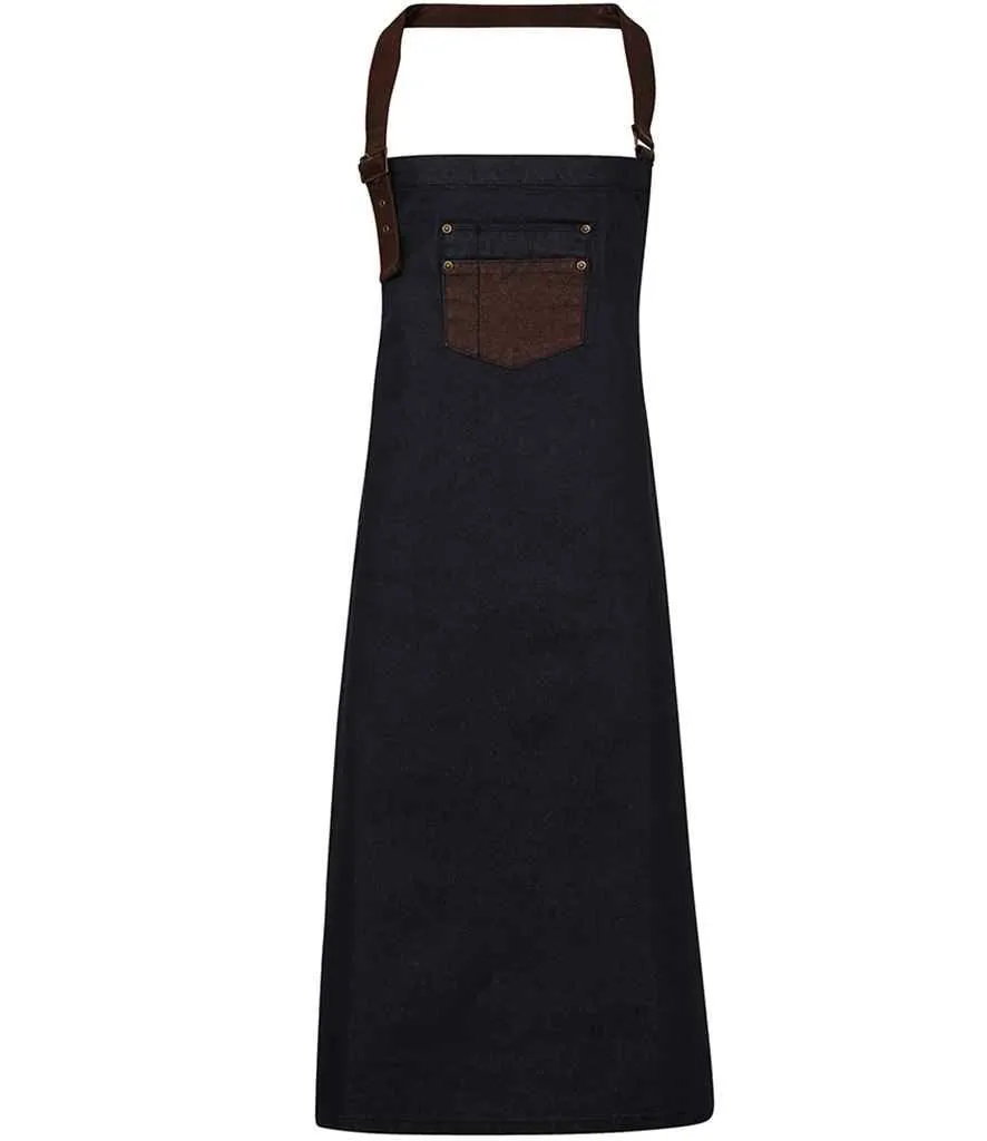 Premier Division Bib Apron | Indigo Denim/Brown Denim