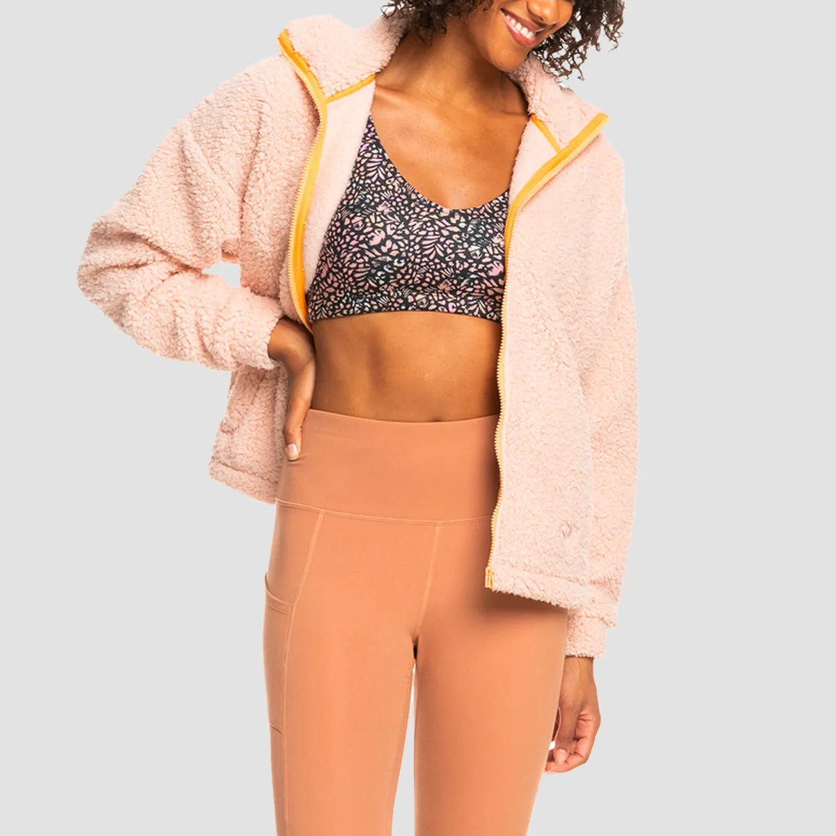 Roxy Sherpa Jacket Peach Whip - Womens