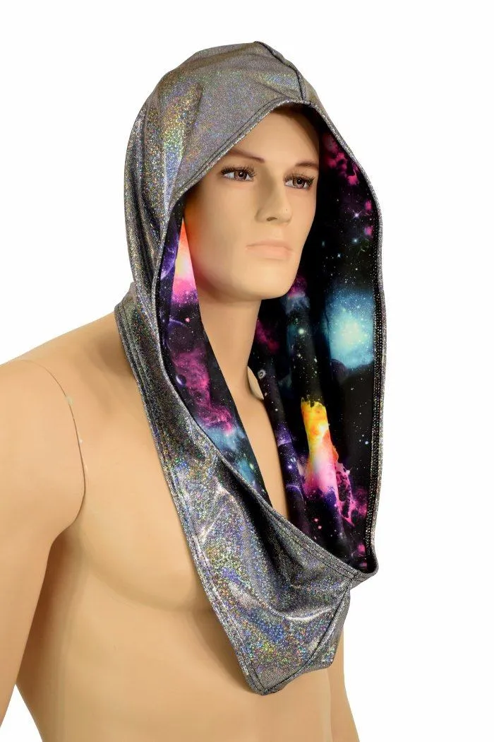 Silver & Galaxy Reversible  Infinity Festival Hood