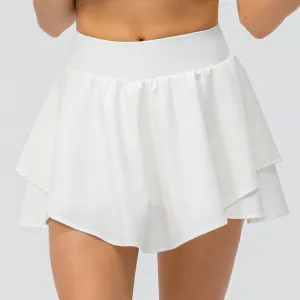 Spring Summer Yoga Exercise Skirt Loose Breathable Running Culottes Anti-Exposure Faux Two-Piece Fitness Skirt